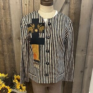 Cassowary Philadelphia Vintage Jacket Patchwork Beaded Striped Lined Size S